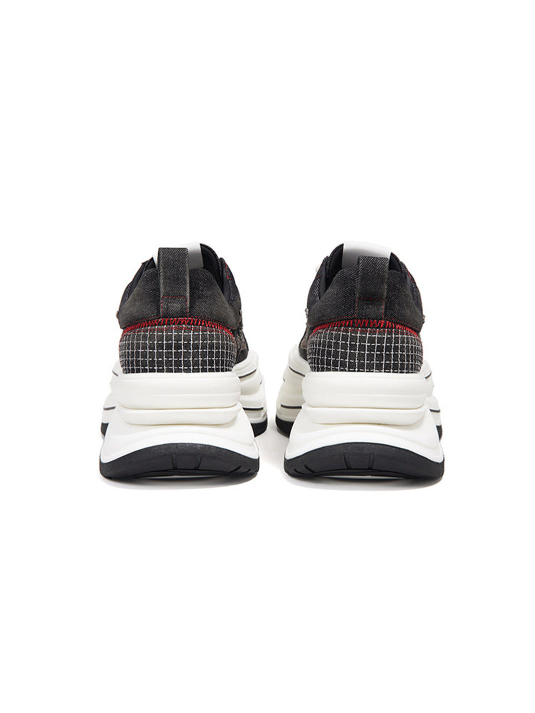 Black-Red 7 cm Layered Canvas Sneakers - Skipkicks