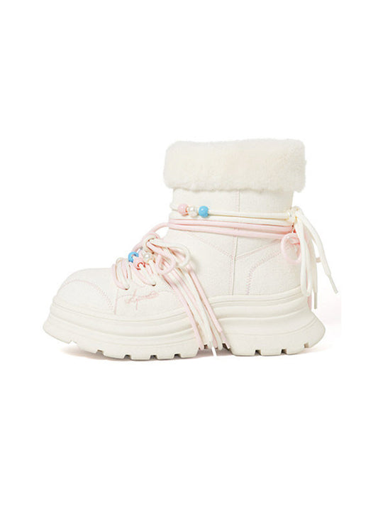 White Teddy-Lined Chunky Winter Boots - Skipkicks
