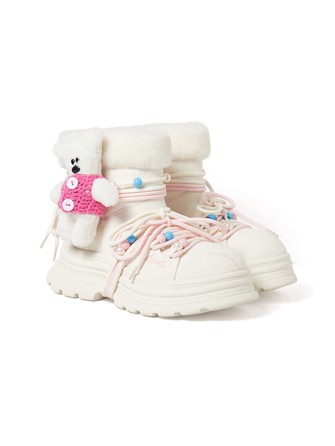 White Teddy-Lined Chunky Winter Boots - Skipkicks