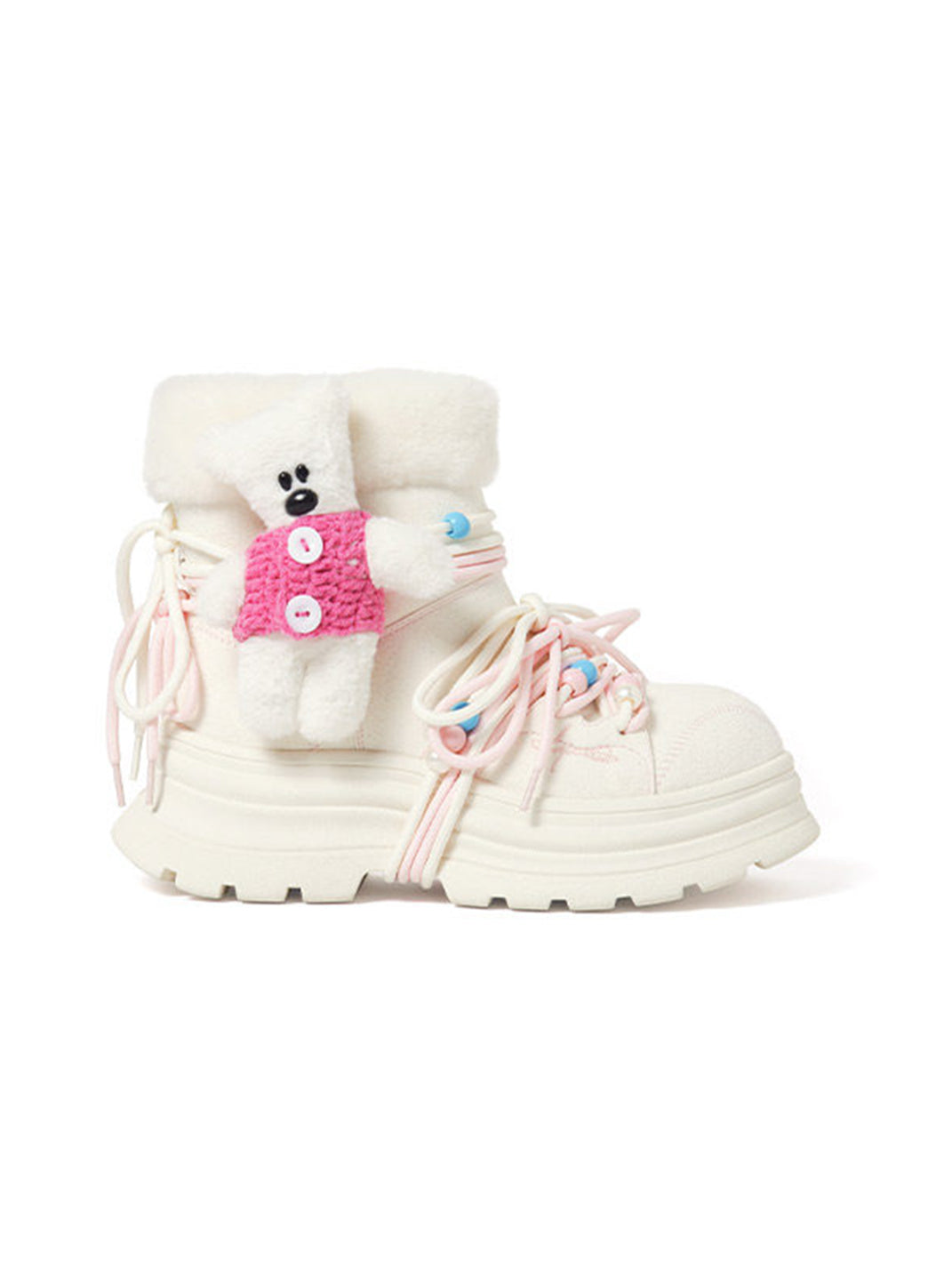 White Teddy-Lined Chunky Winter Boots - Skipkicks