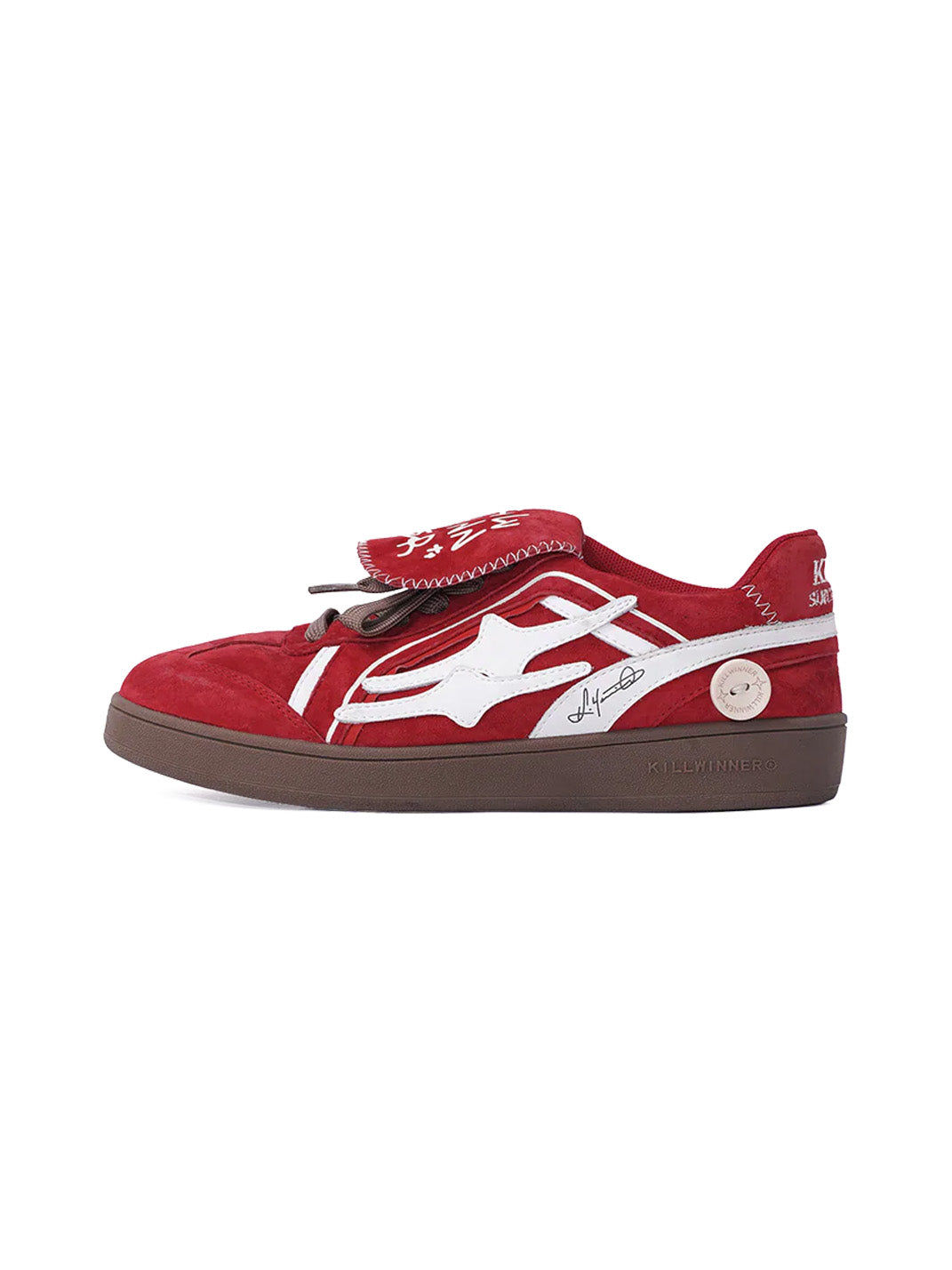 Red Suede Patchwork Low-Top Trainers - Skipkicks