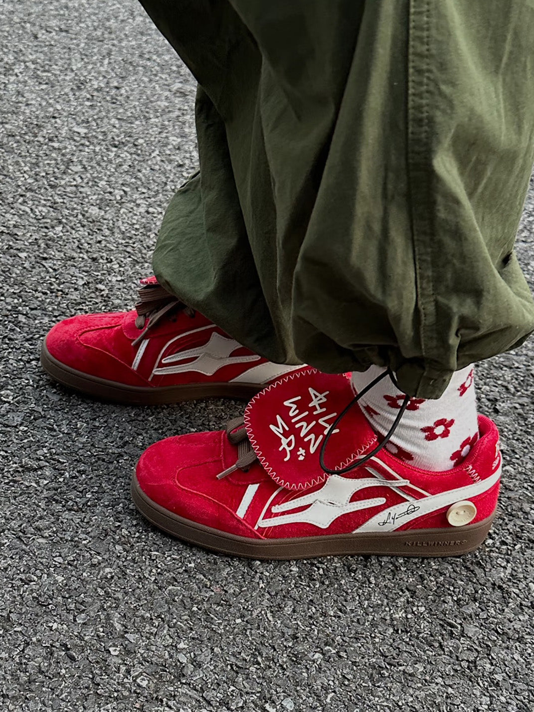 Red Suede Patchwork Low-Top Trainers - Skipkicks