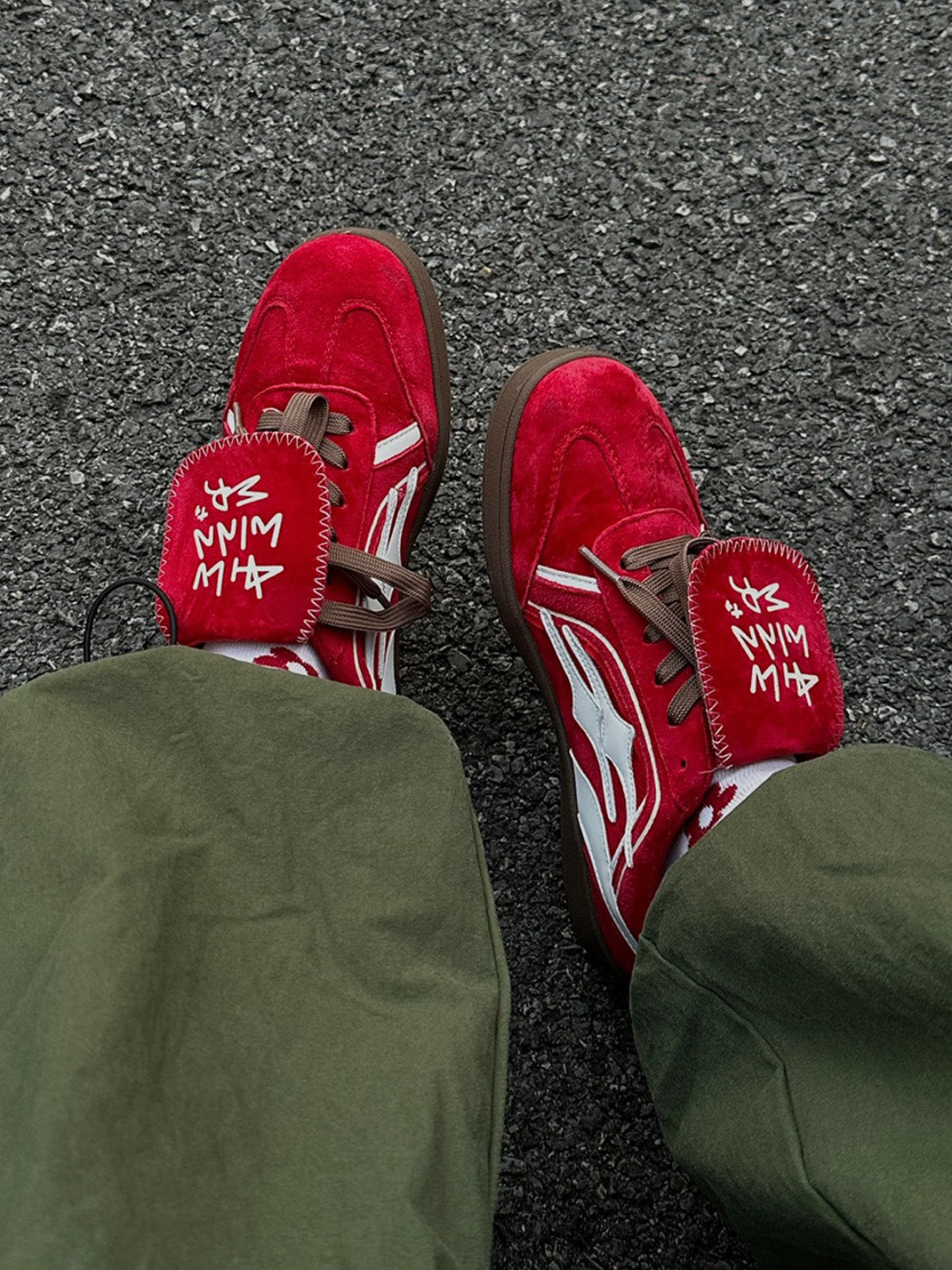 Red Suede Patchwork Low-Top Trainers - Skipkicks