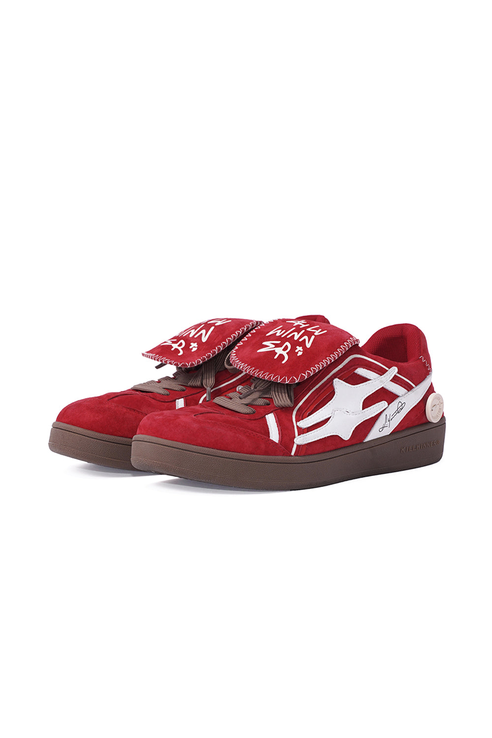 Red Suede Patchwork Low-Top Trainers - Skipkicks