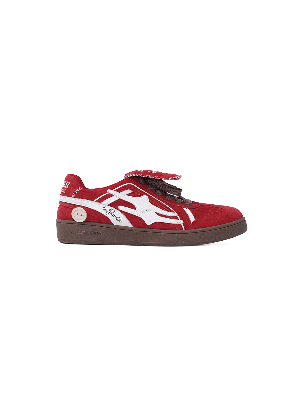 Red Suede Patchwork Low-Top Trainers - Skipkicks
