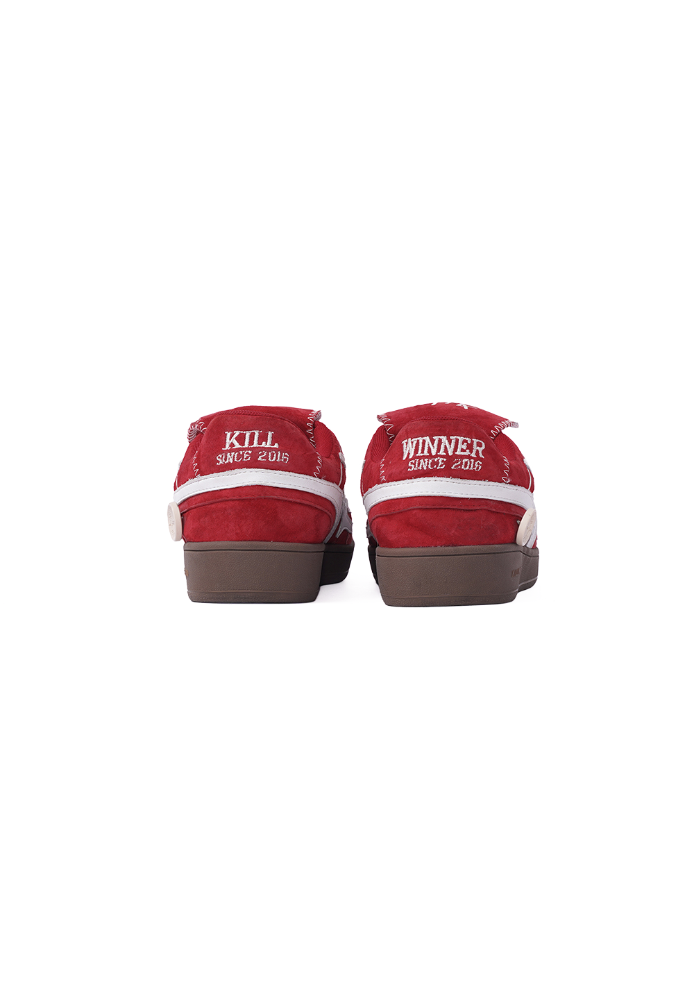 Red Suede Patchwork Low-Top Trainers - Skipkicks