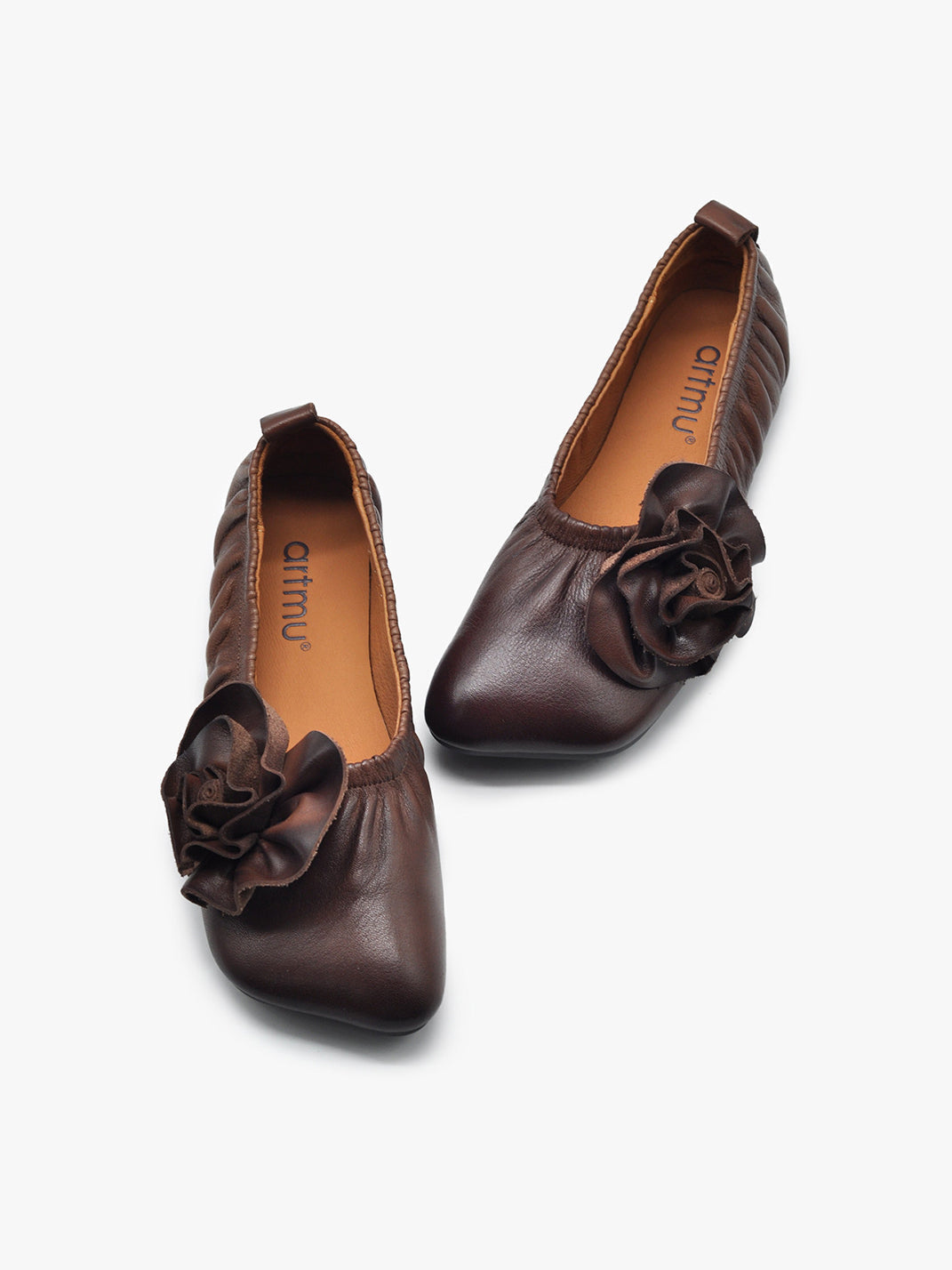 Leather Flower Soft Ballet Flats - Skipkicks