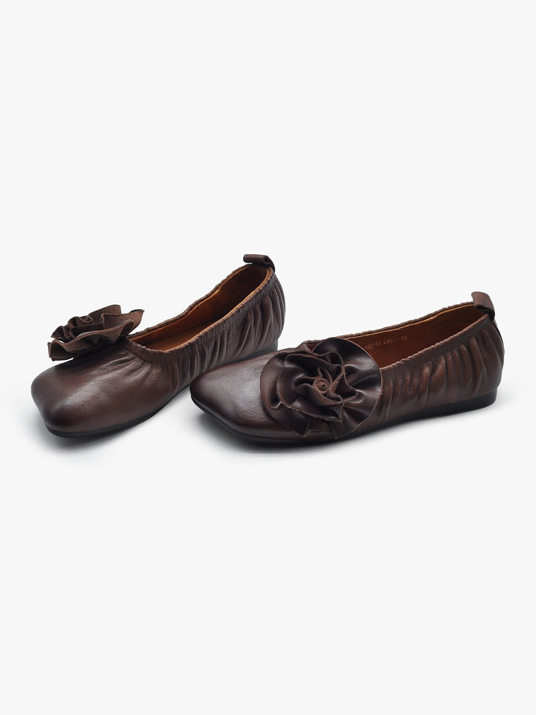 Leather Flower Soft Ballet Flats - Skipkicks