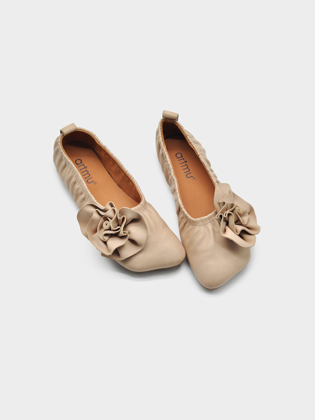 Leather Flower Soft Ballet Flats - Skipkicks