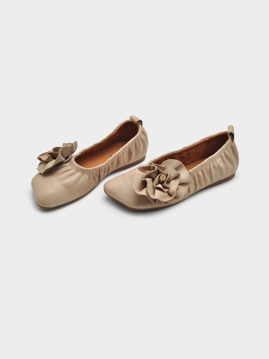 Leather Flower Soft Ballet Flats - Skipkicks