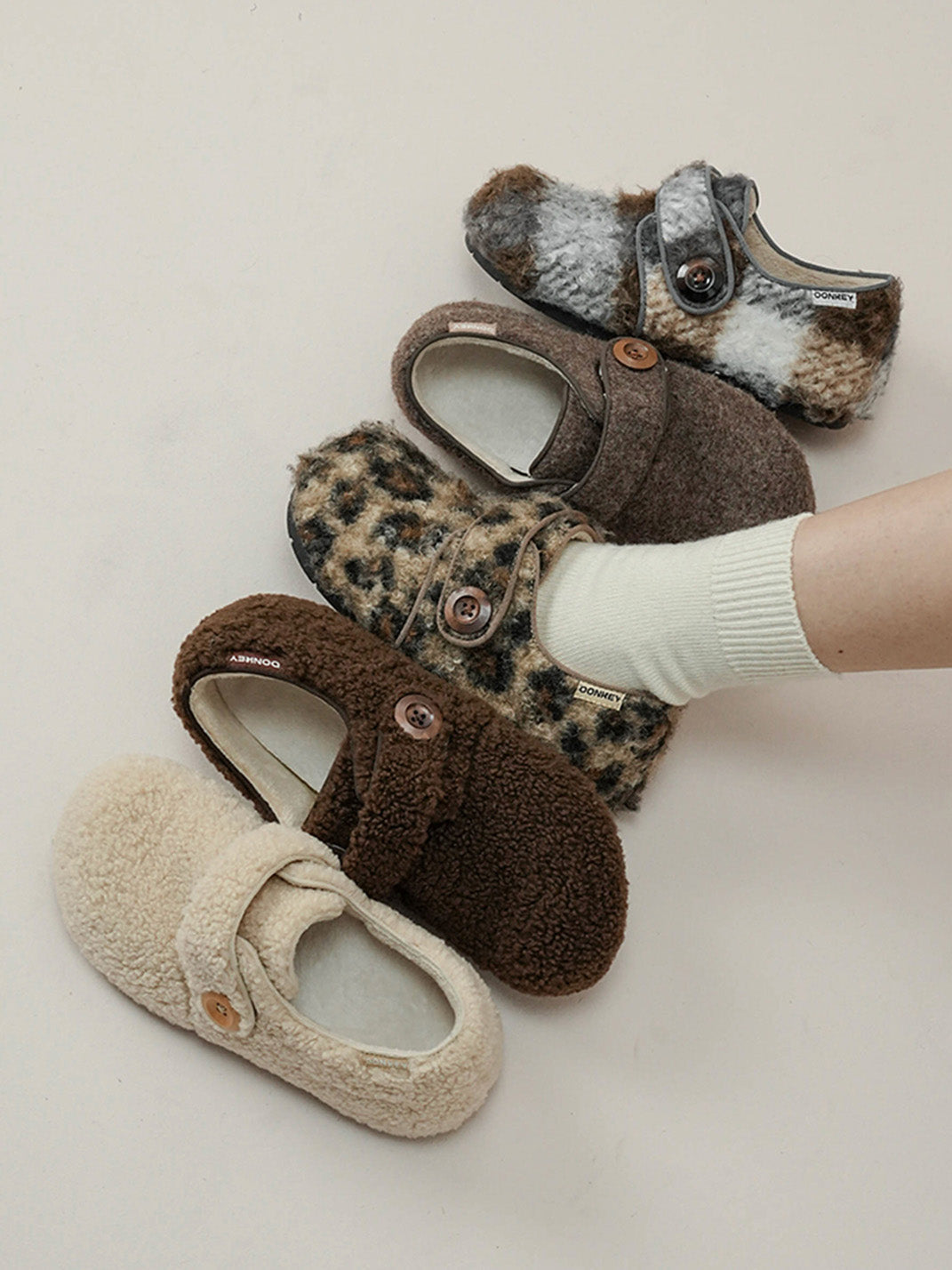 Leopard Faux-Fur Velcro Slip-On Shoes - Skipkicks