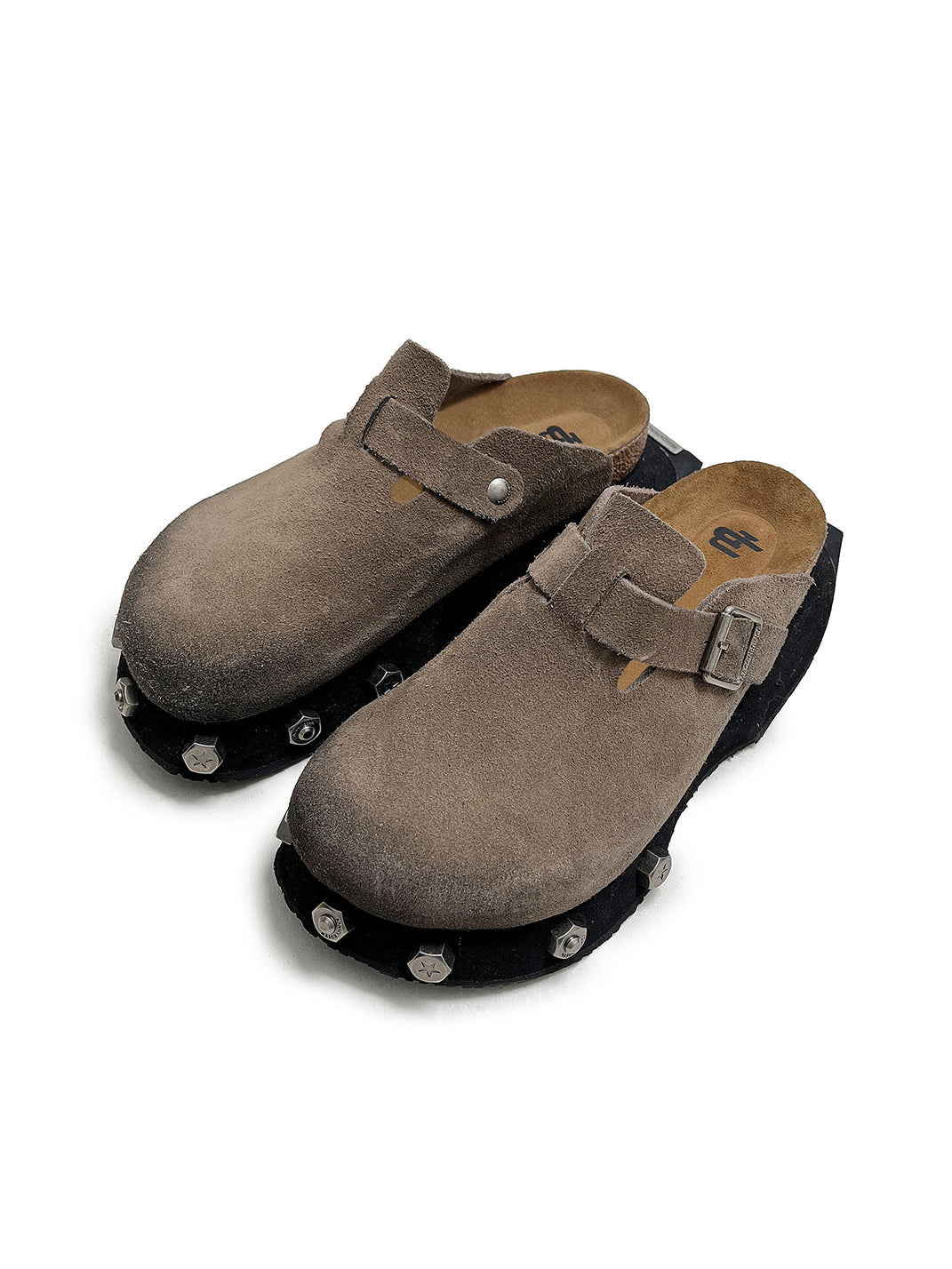 Frosted-Suede Thick-Sole Buckle Clogs - Skipkicks