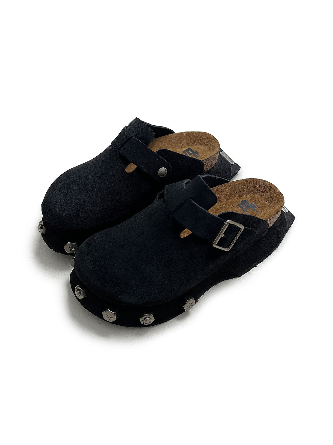 Frosted-Suede Thick-Sole Buckle Clogs - Skipkicks