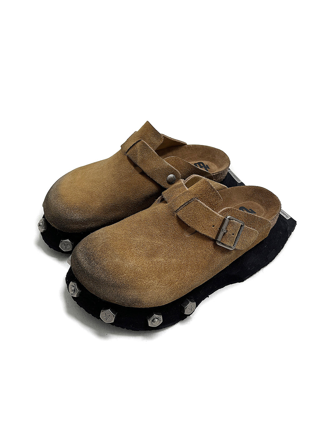 Frosted-Suede Thick-Sole Buckle Clogs - Skipkicks