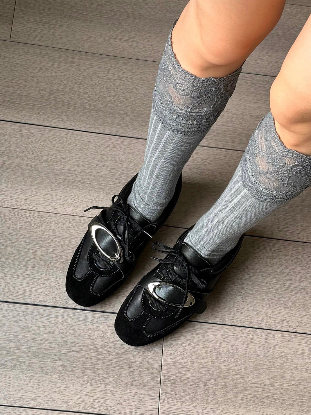 Metal-Panel Leather German Trainer Sneakers - Skipkicks