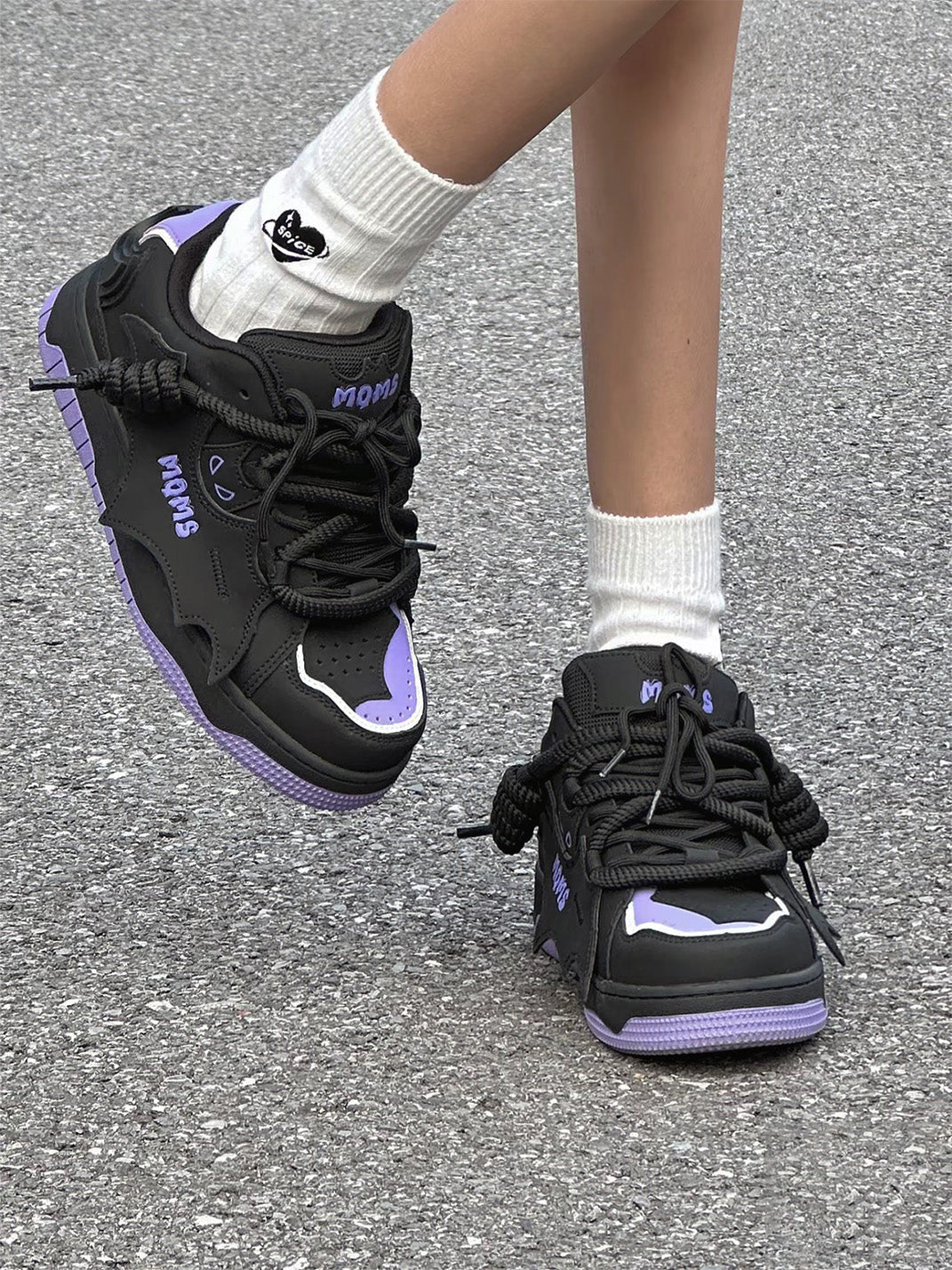 Purple Bat Graphic Platform Sneakers