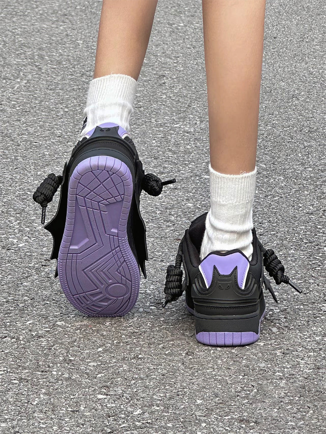 Purple Bat Graphic Platform Sneakers