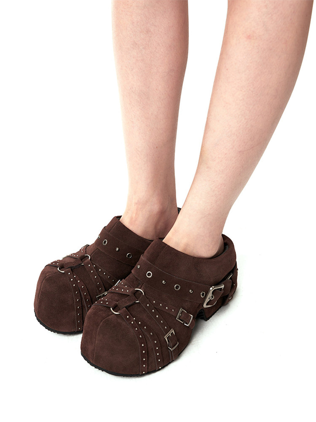 Multi-Buckle Studded Closed-Toe Mules - Skipkicks