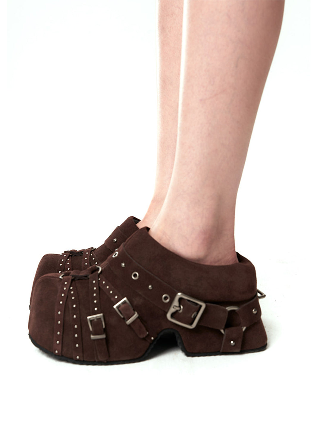 Multi-Buckle Studded Closed-Toe Mules - Skipkicks