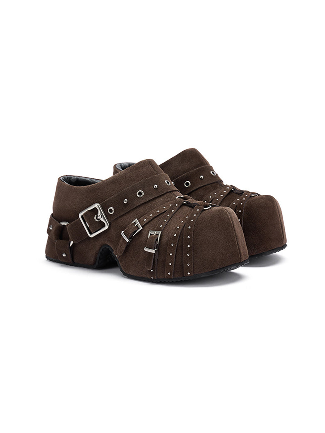 Multi-Buckle Studded Closed-Toe Mules - Skipkicks