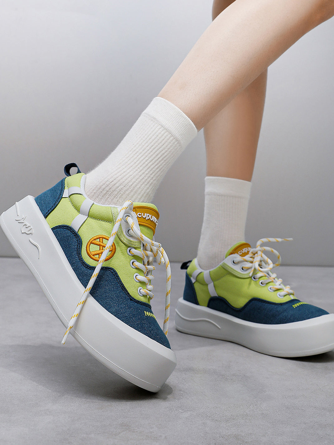 Neon Colorblock Canvas Platform Sneakers - Skipkicks