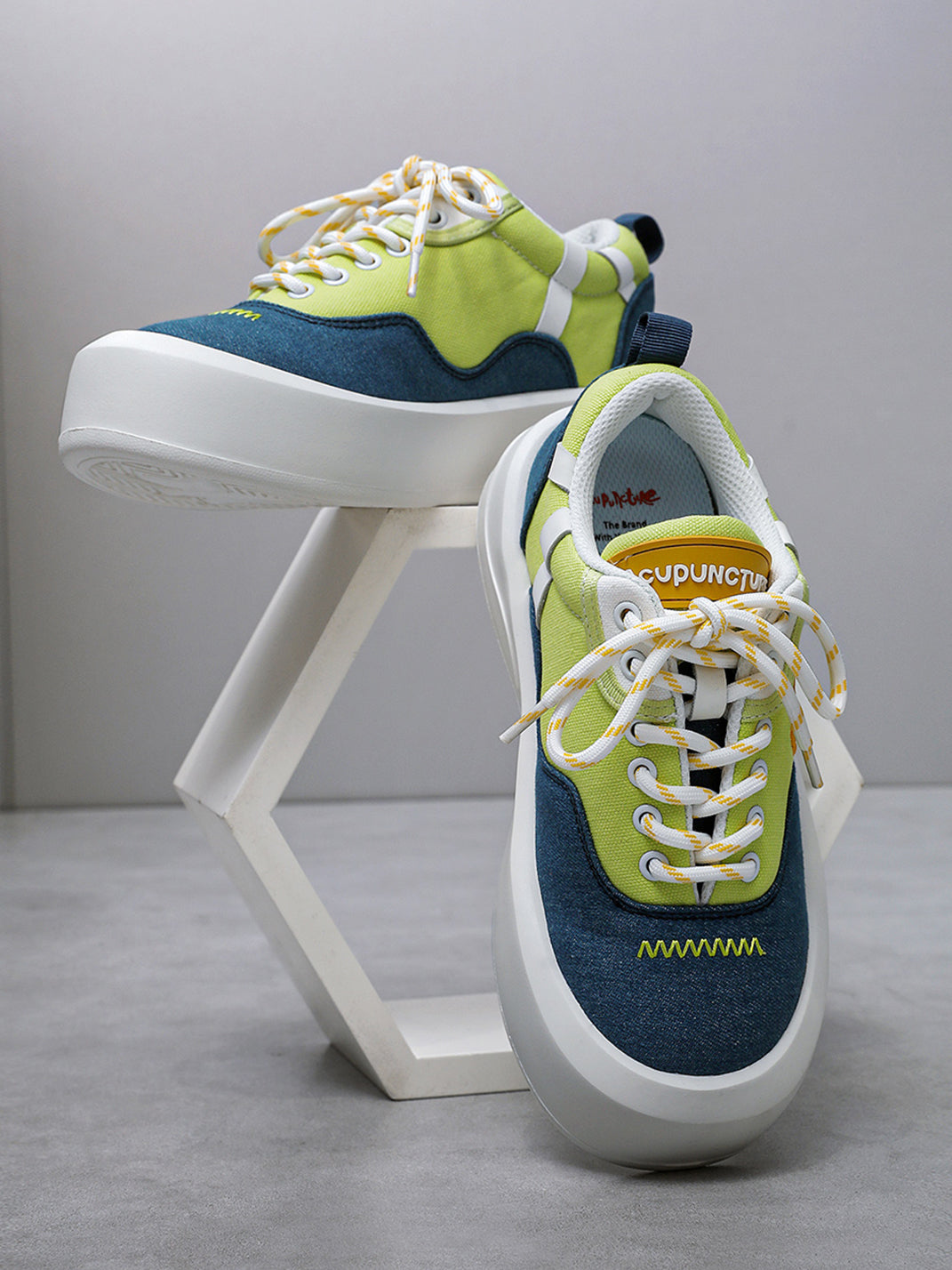 Neon Colorblock Canvas Platform Sneakers - Skipkicks