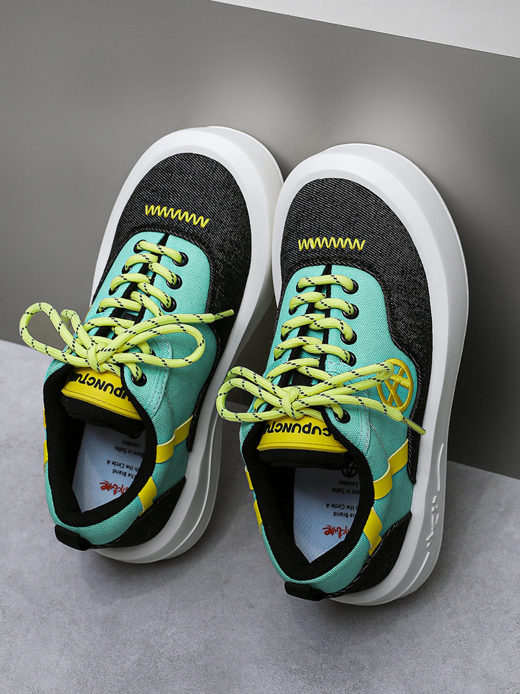 Neon Colorblock Canvas Platform Sneakers - Skipkicks