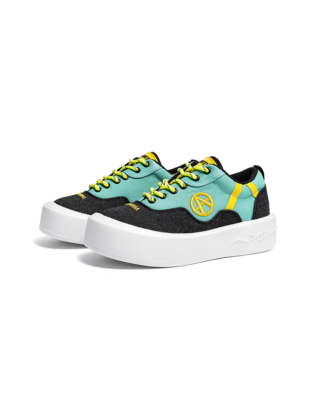Neon Colorblock Canvas Platform Sneakers - Skipkicks