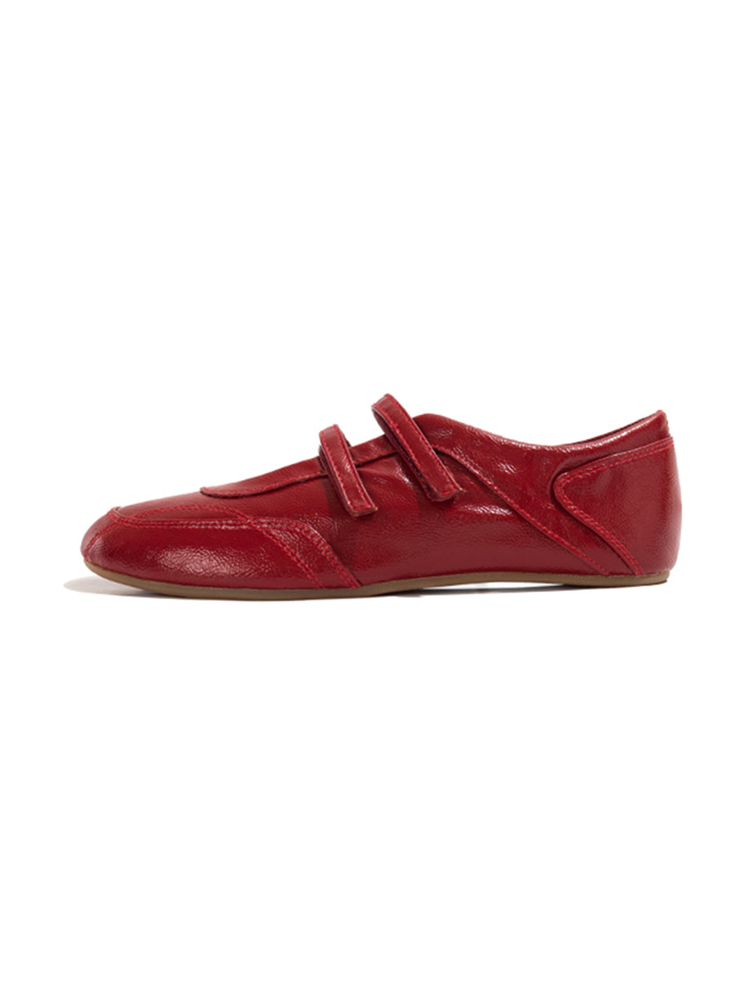 Crisscross-Strap Red Leather Flats - Skipkicks