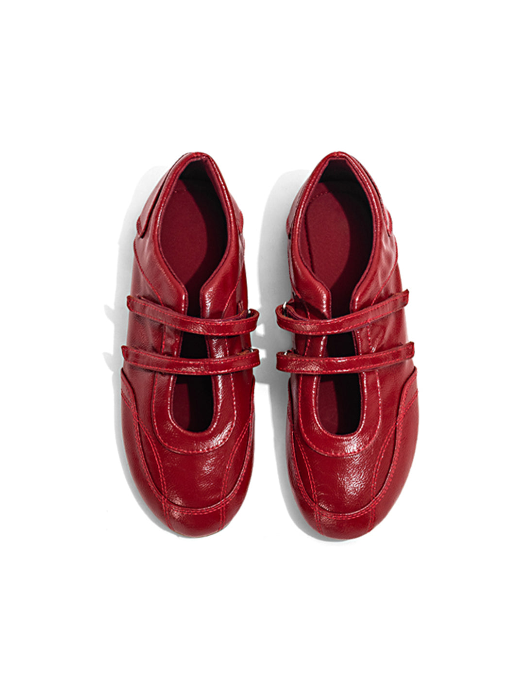 Crisscross-Strap Red Leather Flats - Skipkicks