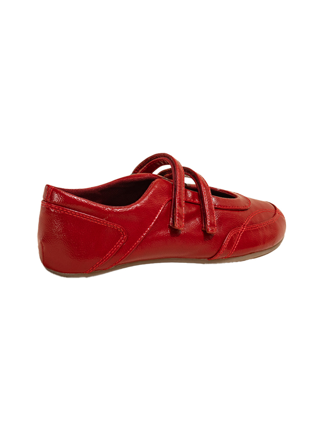 Crisscross-Strap Red Leather Flats - Skipkicks