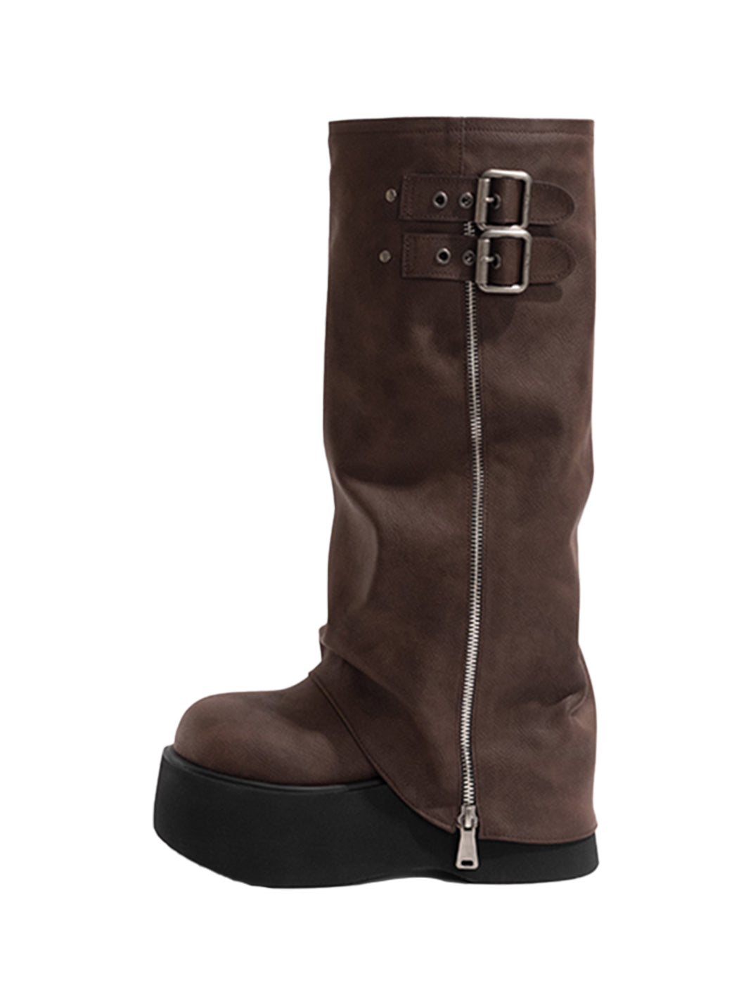 Side-Zip Knee-High Platform Boots - Skipkicks