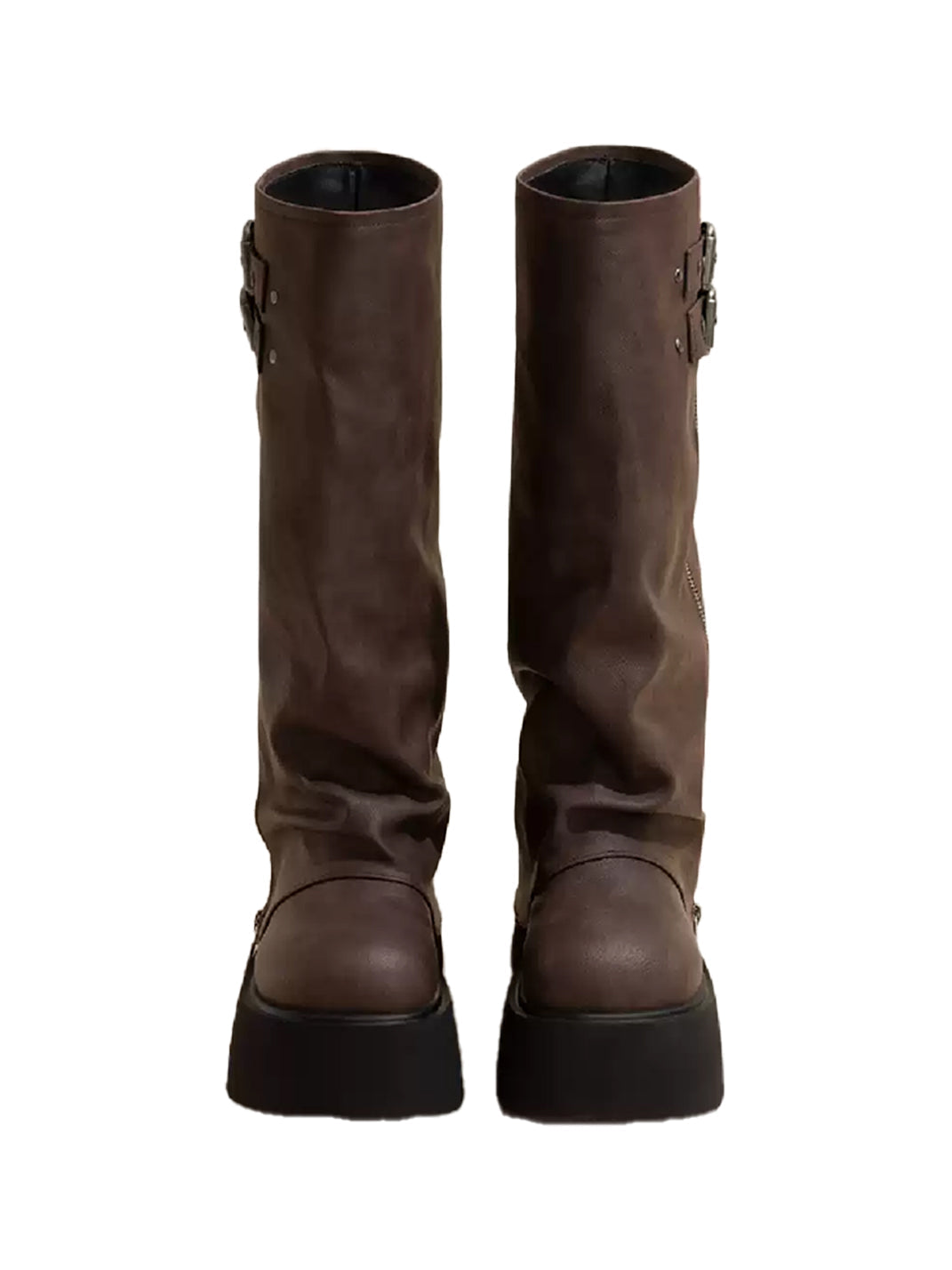 Side-Zip Knee-High Platform Boots - Skipkicks