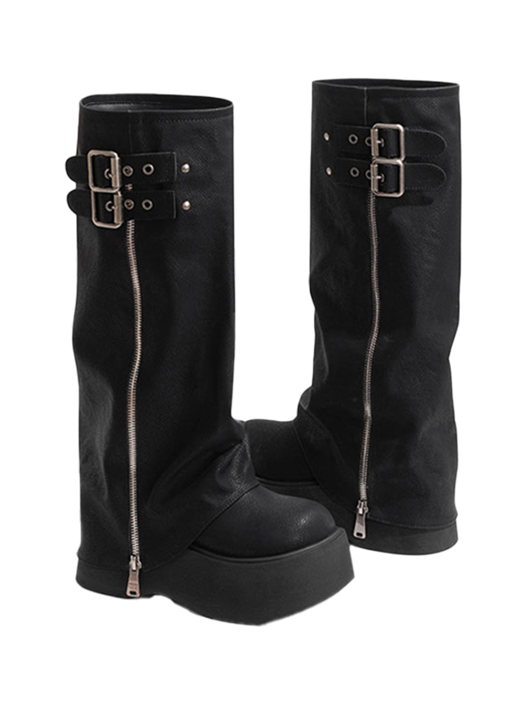 Side-Zip Knee-High Platform Boots - Skipkicks