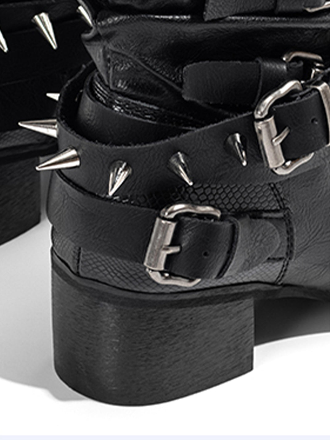 Western Buckle Pointed Ankle Boots
