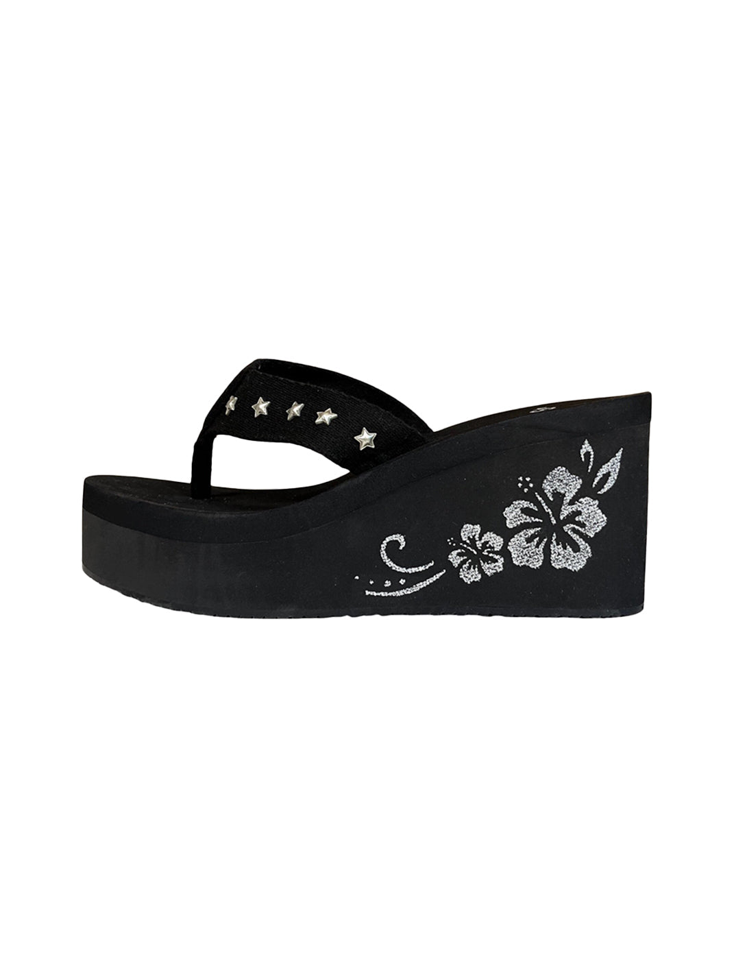 Floral-Embroidered Platform Flip-Flops - Skipkicks