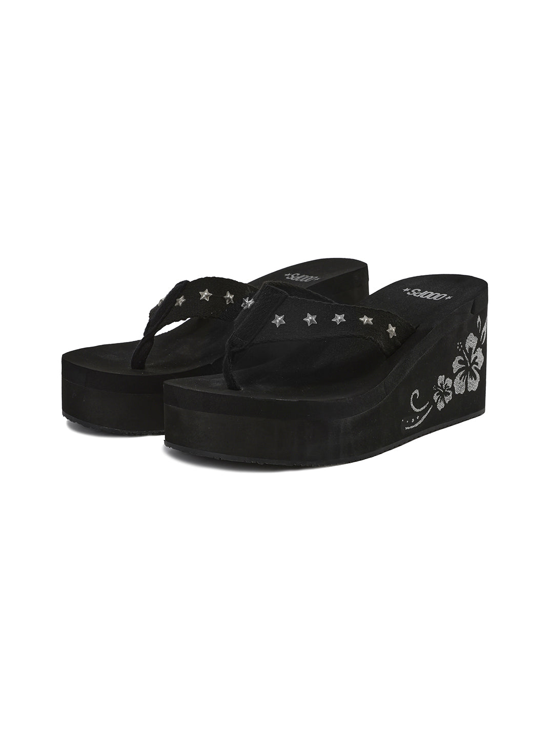 Floral-Embroidered Platform Flip-Flops - Skipkicks
