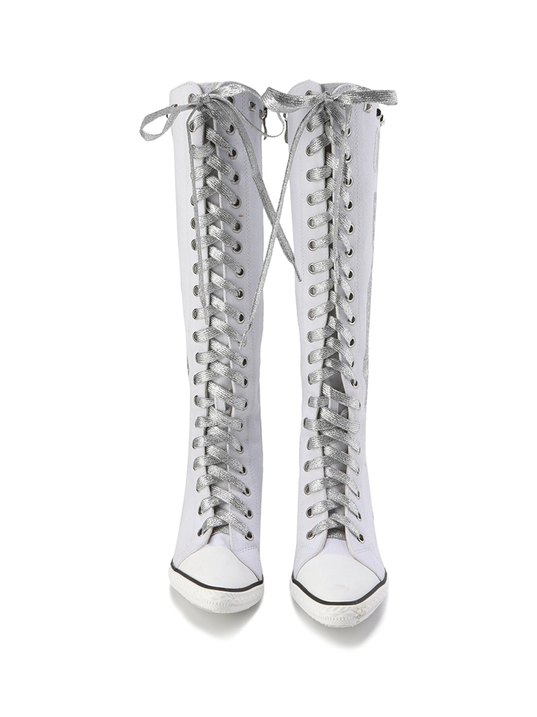 Graphic-Print Clear-Heel Studded Tall Boots - Skipkicks