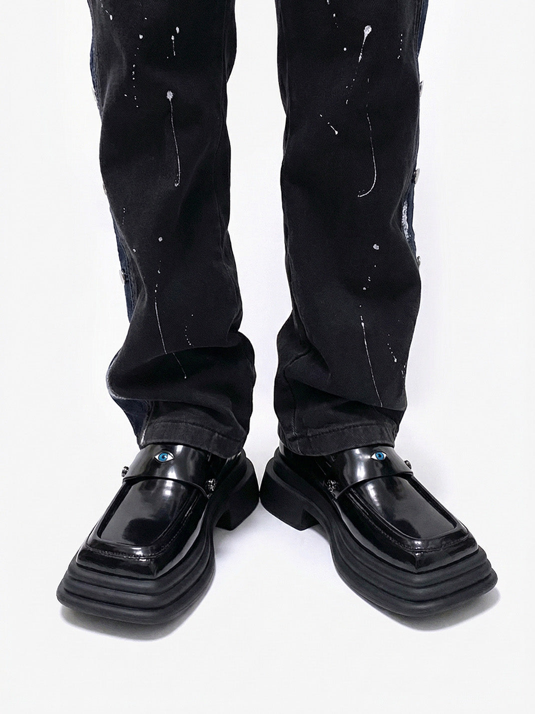 Hardware-Trim Split-Sole Platform Loafers - Skipkicks