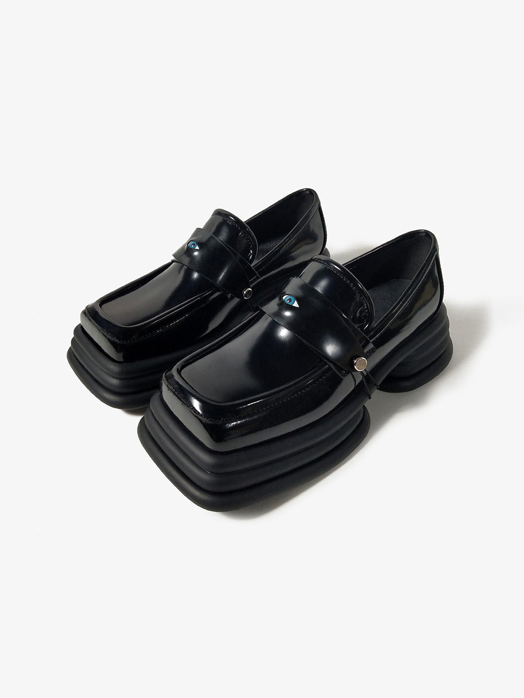 Hardware-Trim Split-Sole Platform Loafers - Skipkicks