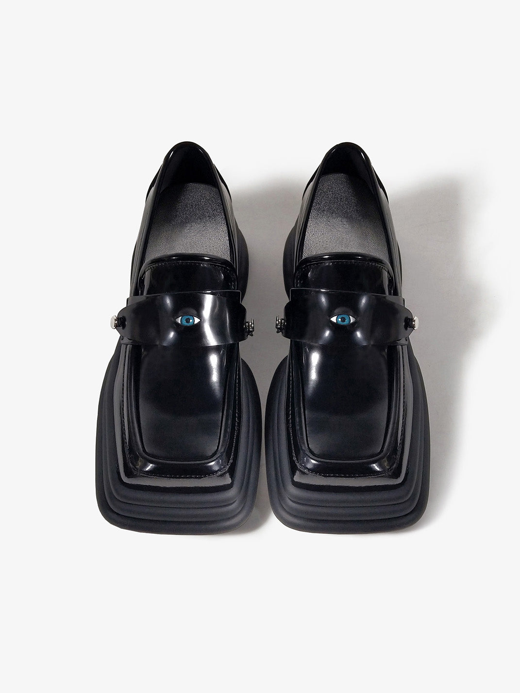 Hardware-Trim Split-Sole Platform Loafers - Skipkicks