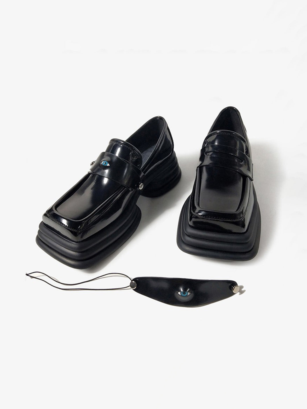 Hardware-Trim Split-Sole Platform Loafers - Skipkicks