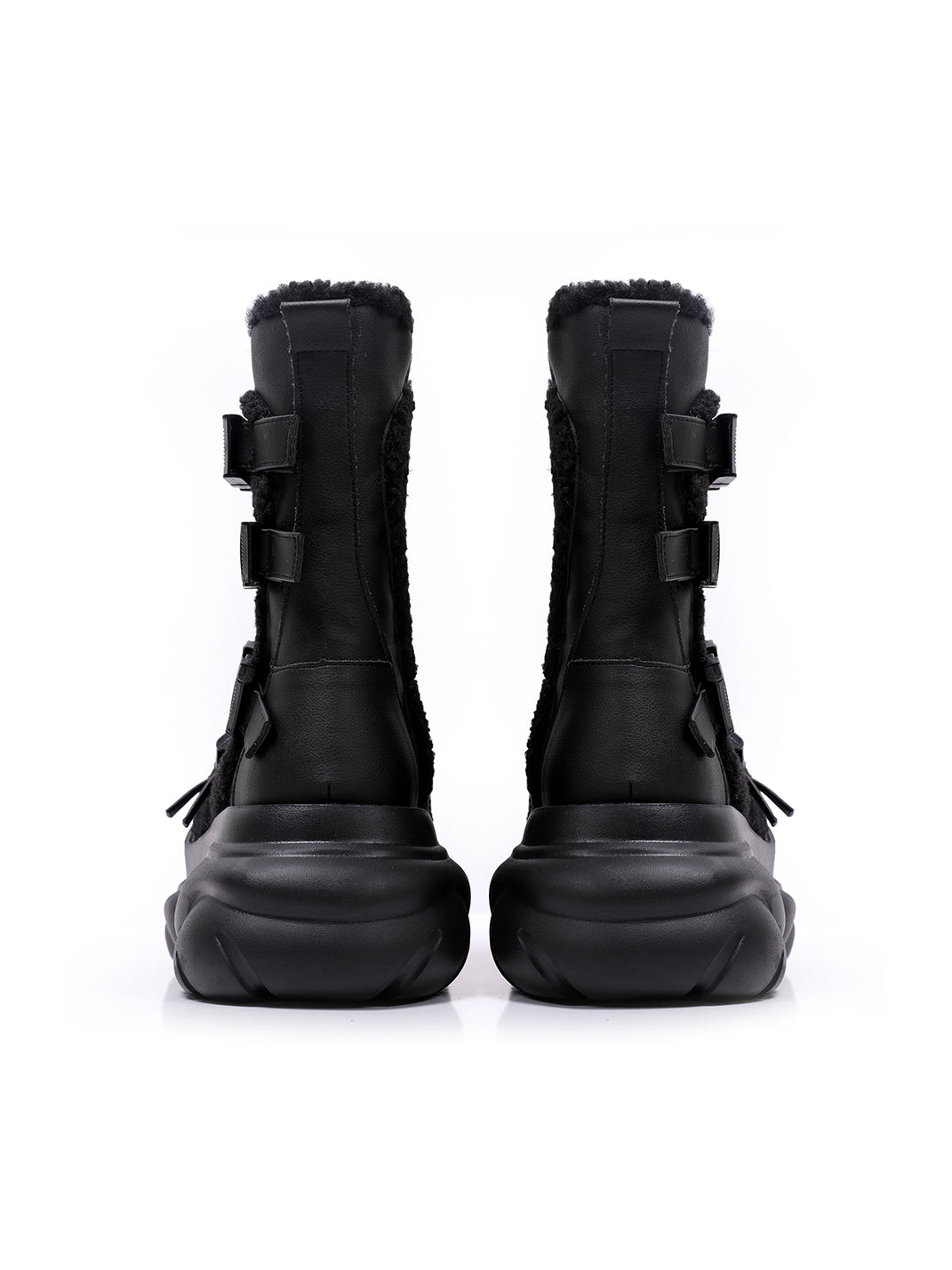 Multi-Buckle Cutout Platform Moto Boots - Skipkicks