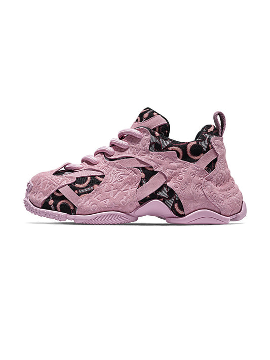 Pink Embroidered Chunky Dad Sneakers - Skipkicks