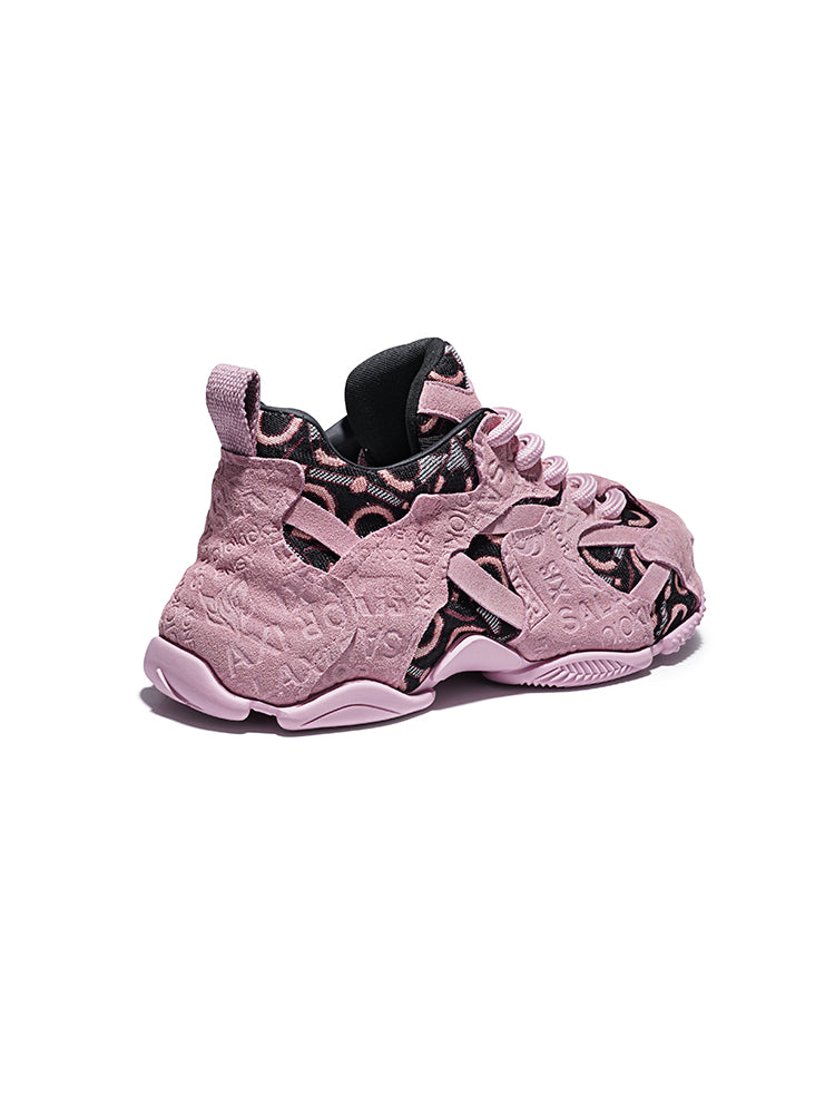 Pink Embroidered Chunky Dad Sneakers - Skipkicks