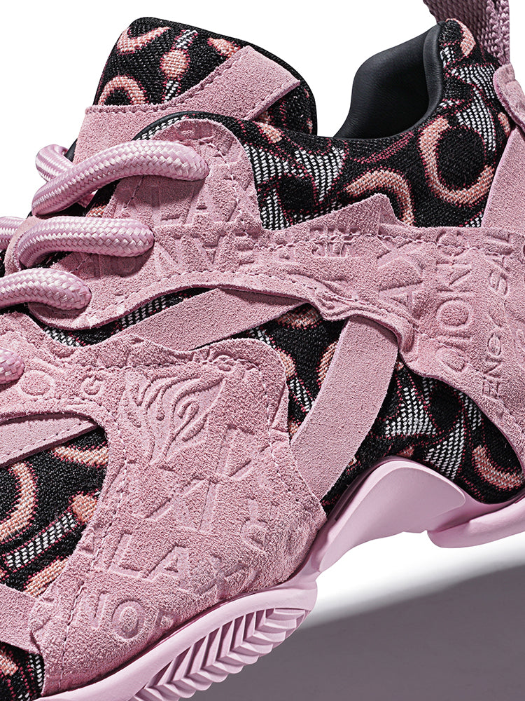 Pink Embroidered Chunky Dad Sneakers - Skipkicks