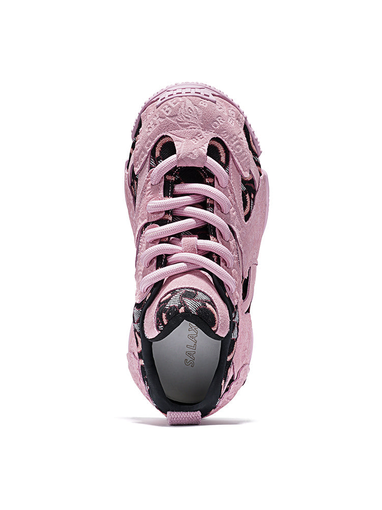 Pink Embroidered Chunky Dad Sneakers - Skipkicks