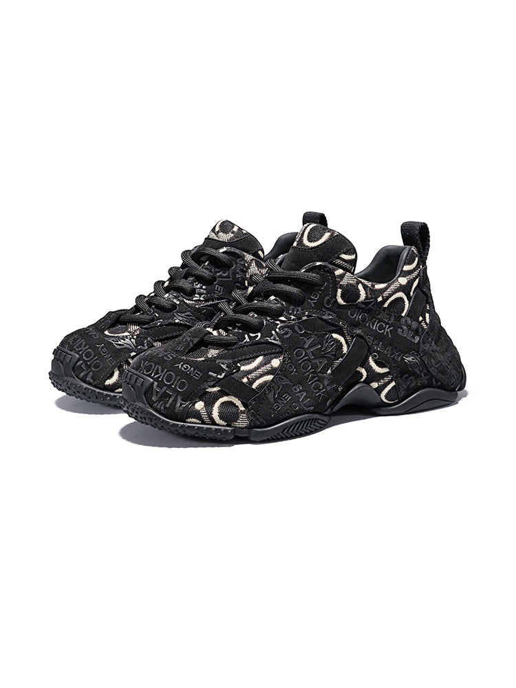 Pink Embroidered Chunky Dad Sneakers - Skipkicks