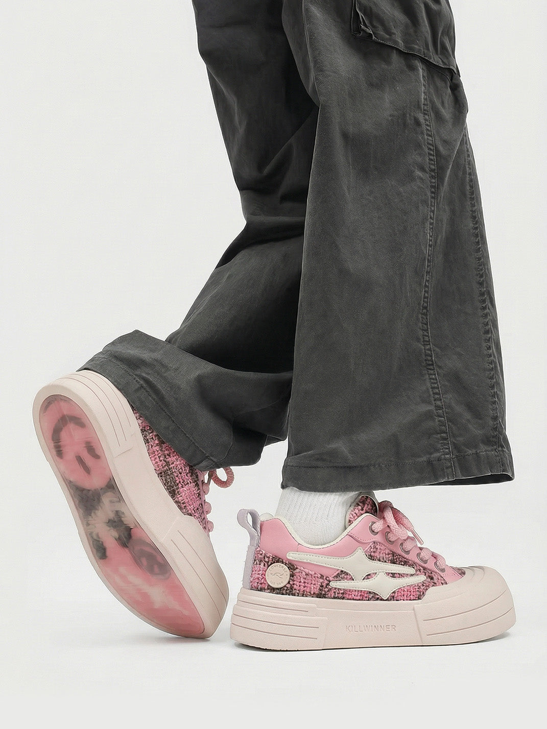 Pink Glitter Smile Platform Sneakers - Skipkicks