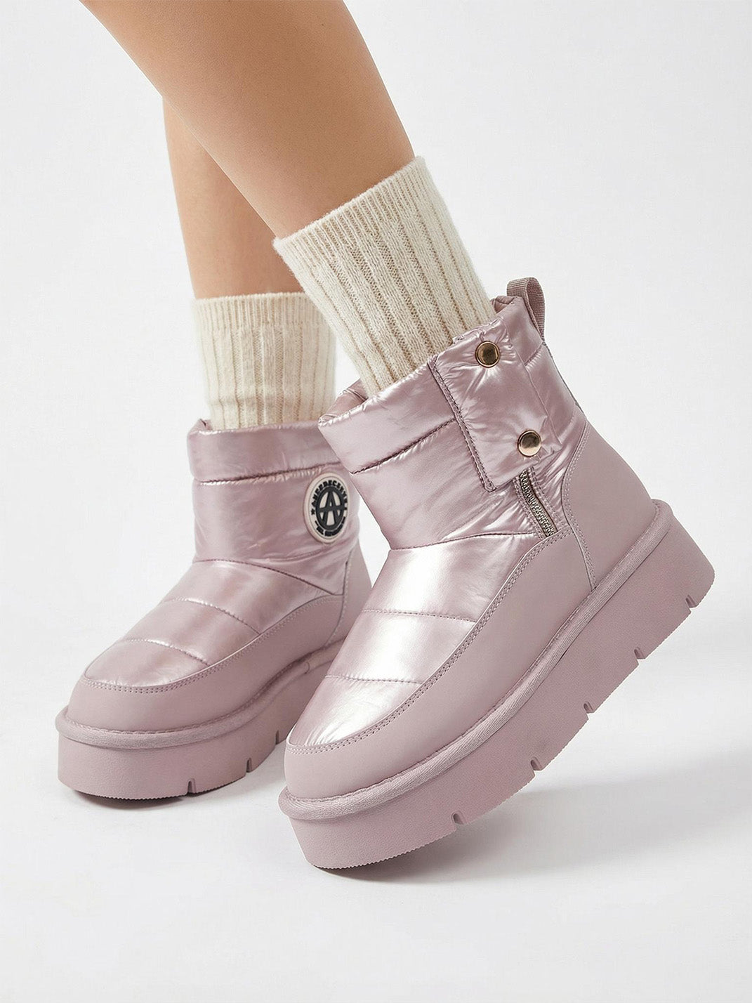Pink Quilted Platform Snow Boots - Skipkicks